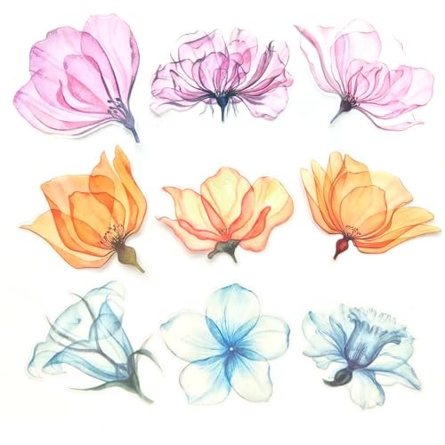 Large Flower Stickers – 30 Pcs Big 4″ Clear PET Floral Stickers for Ink