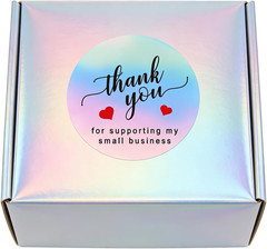 Thank You for Supporting My Small Business Stickers, 1.5 Inch Holographic Labels