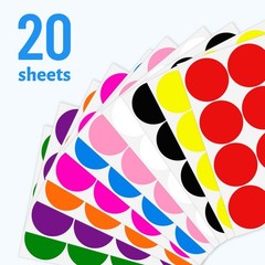 2-Inch Removable Stickers, Large Colorful Dot Decals, Large Waterproof Round