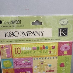 K &Company Berry Sweet Chipboard Sock Monkeys And Fruit & Embossed Stickers