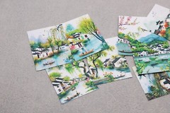 traditional Asia water town green spring sticker｜Chinese Jiangnan river water