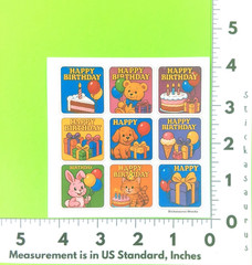 Happy Birthday Presents Cat Rabbit Dog Teddy Bear Cake Sticker Sheet