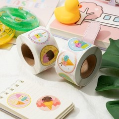 Vibrant Ice Cream Sticker Roll Set – 1000 Fun, Repositionable Vinyl Stickers