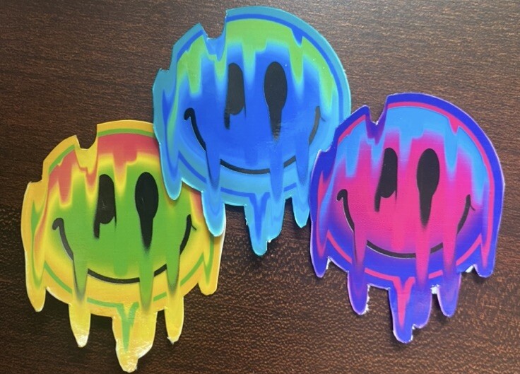 Smiley Face Stickers 2”x2” Melting Lot Of 3