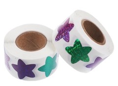 1 Roll 500 pcs Star Sparkly Foil Stickers 1 in / 25 mm Brand New