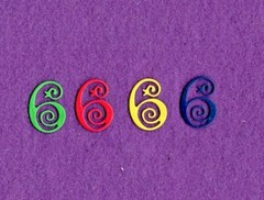 NUMBERS SWIRL six (6) die cuts scrapbook cards