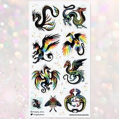 Remarkable Rainbow Creatures Stickers – Fantasy Sticker Sheet – Scrapbooking