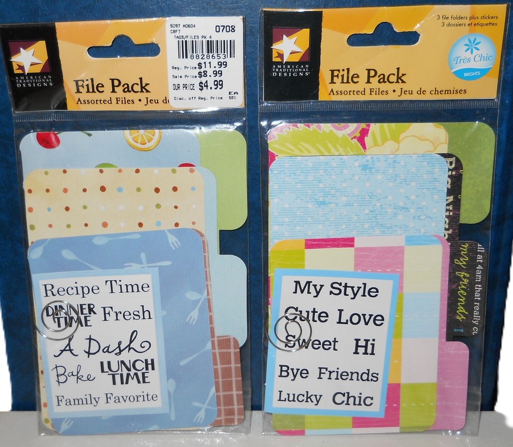 American Traditional Design Lot of 2 FILE PACK Scrapbooking Cooking Friends