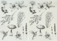 🦋2 Large BEE BIRD STICKERS Vintage Art Flower WILDFLOWER MUSHROOM Junk Journal