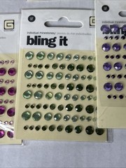 Self-Adhesive Rhinestones Lot Green Purple Silver Blue Amber Black Gold Orange