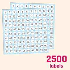 Effortless Organization: 2500 Round Number Stickers on 25 Peel-and-Stick Sheets
