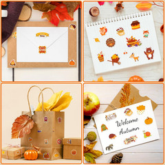 30 Sheets Fall Stickers for Kids, 900 PCS Autumn Leaves Pumpkin Thanksgiving Sti