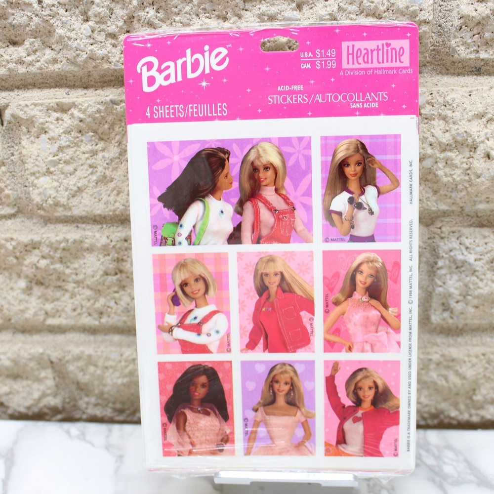 Vintage 1998 Hallmark Barbie Fashion 4 Sheet Stickers USA Made