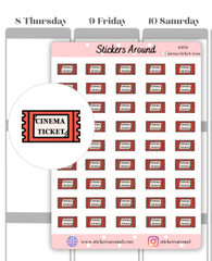 Cinema Ticket Planner Sticker, Movie Ticket Sticker, Calendar and Journal