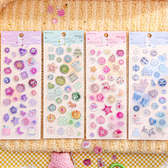 Cute 3D Stickers Vintage Style Simple Illustration Sticker Sheet Set of 4 Fresh