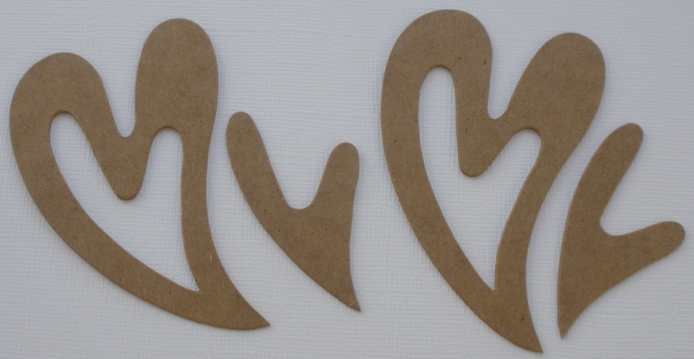 6 SWEET HEARTS – Layered Heart – Bare Unfinished Chipboard Die Cuts – 2 Sizes