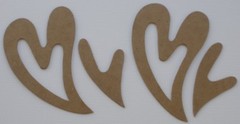 6 SWEET HEARTS – Layered Heart – Bare Unfinished Chipboard Die Cuts – 2 Sizes