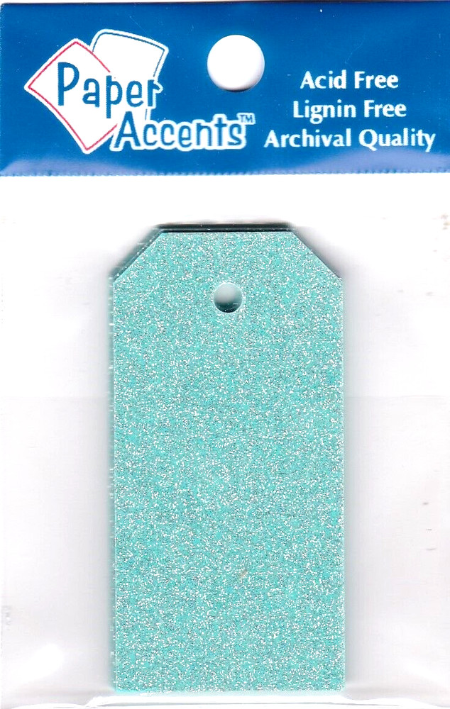 Paper Accents SKY BLUE 10 Piece Craft Tags XXS 1.25″ X 2.5″ Glitter Sparkle