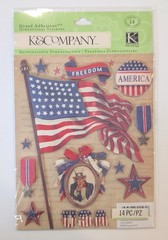 American Flag USA Patriotic Grand Adhesions Scrapbooking Stickers By K&Company