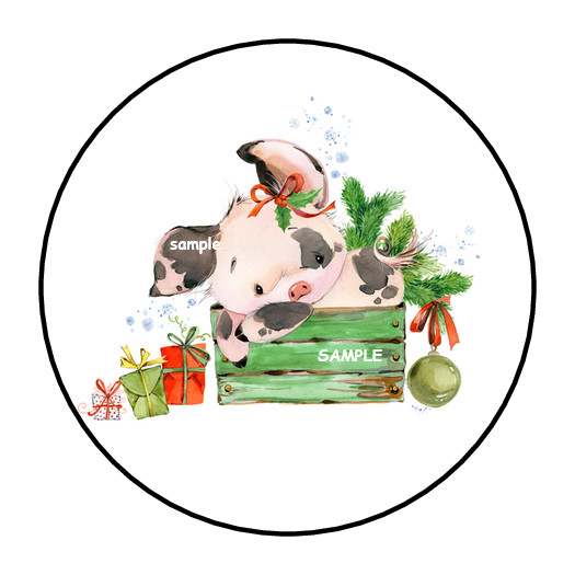 30 PIG CHRISTMAS ENVELOPE SEALS LABELS STICKERS 1.5″ ROUND FAVORS CUTE
