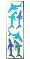 HAMBLY STUDIOS PRISMATIC GLITTER BLUE TEAL SHARKS FISH VINTAGE RARE RETIRED