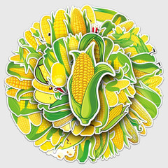 50 Pcs Corn Stickers, 1.96-3.15 Inch Cartoon Vegetable & Fruit Decor