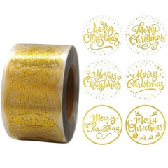 Clear Gold Print Christmas Labels for Envelopes and Gift Bags