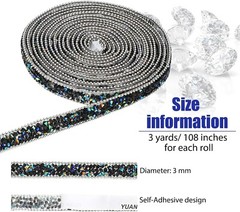 1X 108″ x 0.4″ Black Shiny Crystal Rhinestone Diamond DIY Decor Sticker Decal #B