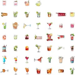 Waterproof Vinyl Cocktail Stickers for Bottles & Laptops, 5.8×4.13 in