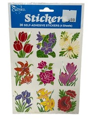 Vintage Eureka Stickers Flowers Tulips Daisies Lilies Rose Daffodil 4 Sheets New