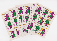 BARNEY & BABY BOP The Purple Dinosaur Band Stickers 1993 5 Sheets 45 stickers