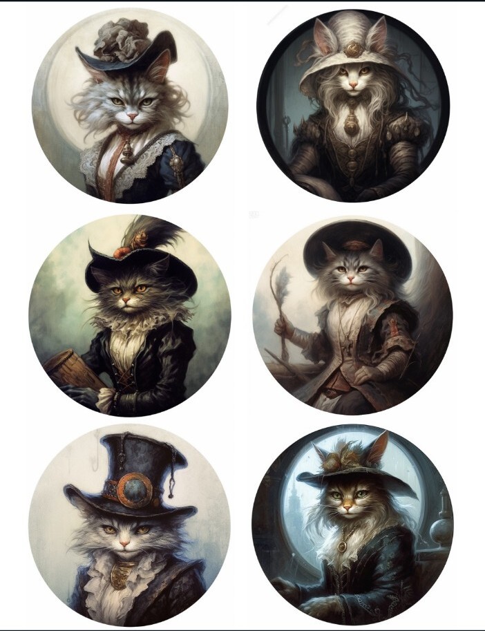 6 Pcs Gothic Cats Junk Journals Scrapbook USA Seller