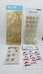 CR5 Lot Of 4 Christmas Embellishments Santa Hats Snowflakes Scrapbooking Lot E