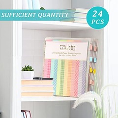 Caydo 24 Pcs Scrapbook Paper Storage Organizer 12×12 Inch with Sticky Index Tabs