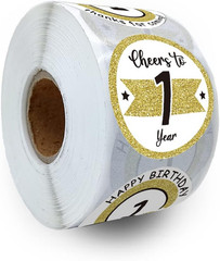 Black Gold 10Th Anniversary Paper Stickers, 1.5″ Diameter, 500 Pcs/Roll