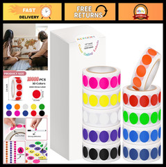 10,000 Color Coding Labels – 1/2″ Round Dot Stickers for Home Office Classroom –