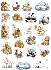 MOREHEAD BABY ANIMAL STICKERS SEALS 8″X10″ Full Sheet #41 Panda Bear Unicorn