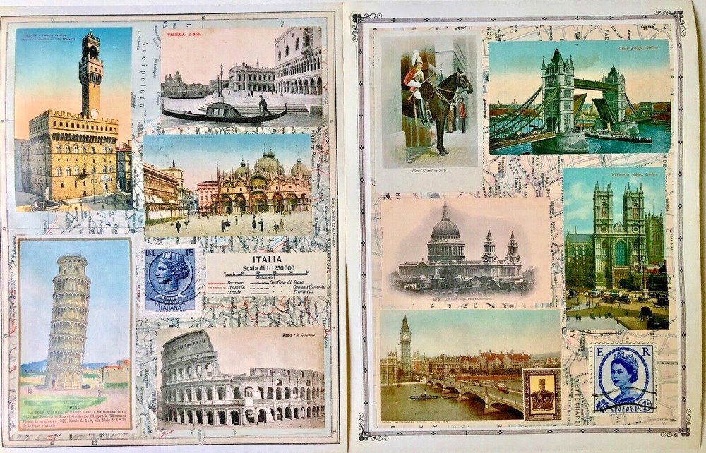 Set of 2 Sheets Of Vintage Travel Sticker; Italy & England by Penny Black – NEW