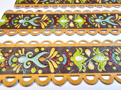 K&Company Boho Floral Cardstock Stickers 4pc Henna Mehndi Scallop Border Crafts