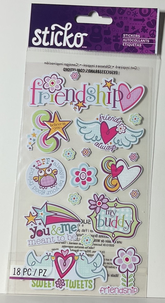 Sticko Special Friendship Stickers EK Success Scrapbook Planner Quotes 18PC