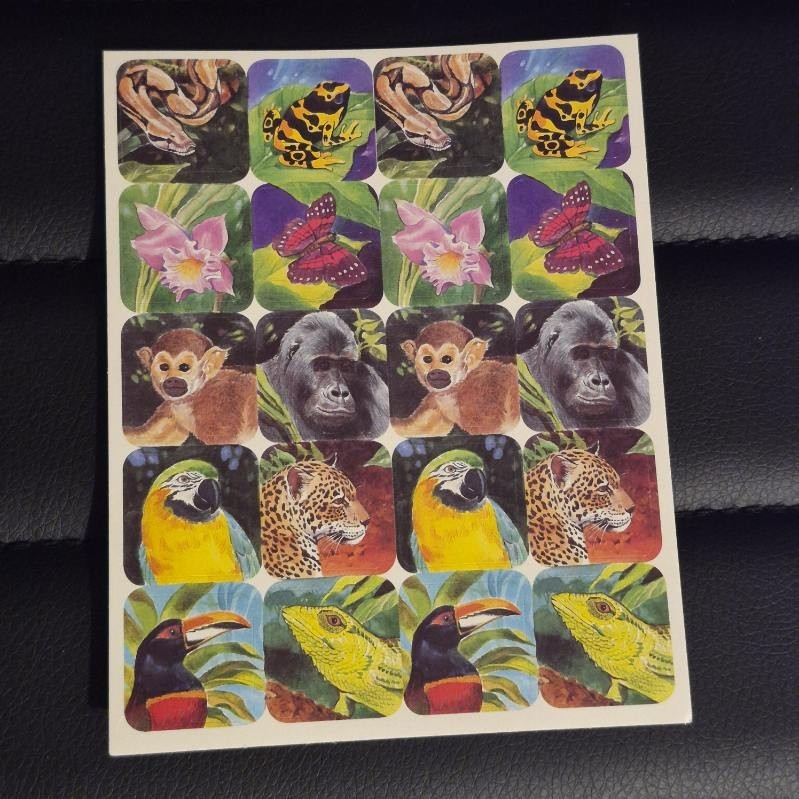 Vintage y2k 90s jungle animal sticker sheet monkey bird butterfly junk journal