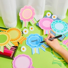 54 PCS Blank Ribbon Awards Cutouts 9 Colors Honorable Recognition DIY Label