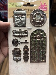 Sealed Crafter’s Square 7pc Metallic Puffy Stickers Locks Keys Knobs Doors Etc