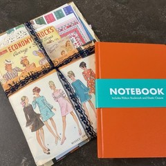 Vintage Sewing Journal Bundle, Paper Ephemera Pack with Seam Binding & Notebook,