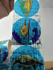 OCEAN ANIMALS PRISM Stickers Vintage Sandylion OTC Doctors Office Strip Of 6