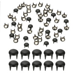 200Pack 6mm Metal Studs Spots Round Dome Claw Beads Nailhead, Matt Black