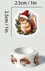 500 pcs Sticker Seals Roll Cute Animal Christmas Cartoon Squirrel Self Adhesive