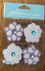 RARE Jolees Christmas Felt Flowers Glittered W/ Gems Wedding Scrapbook Stickers