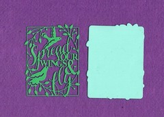 SPREAD YOUR WINGS AND FLY with background word die cuts scrapbook cards