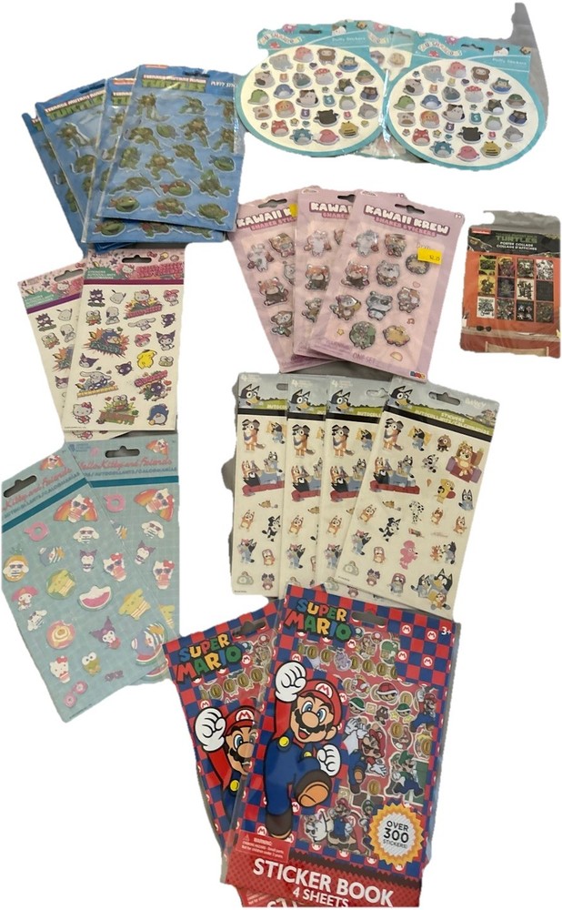New Lot 1925 Stickers Squishmallow/Hello Kitty/Kawaii Krew/SuperMario Etc BONUS